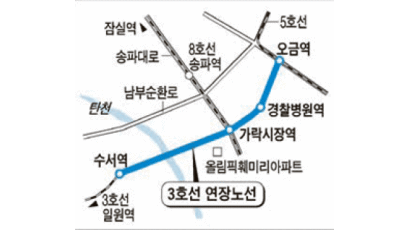 서울 지하철 3호선 수서~오금 내년 초 개통