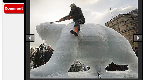 [사진] 런던 트라팔가 광장에 들어선 북극곰