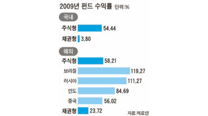 [중앙일보 2009 펀드 평가] 주식형 펀드 벼랑 끝서 날다