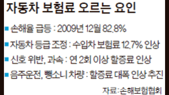 차 보험, 과속·신호위반 땐 무조건 할증