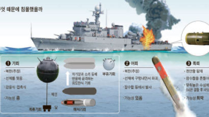 [3·26 천안함 침몰] ① 기뢰 ② 어뢰 ③ 폭뢰 순으로 가능성 커