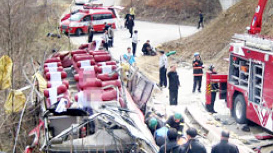 삼척서 버스 추락 … 6명 사망 13명 부상