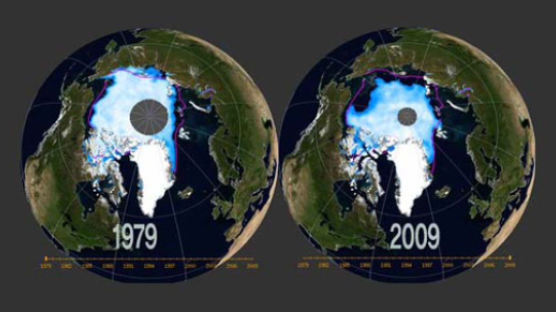 [사진] 북극 얼음 30년 전후
