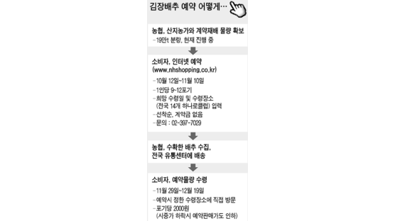 농협 ‘1포기 2000원’ 김장배추 인터넷예약 받는다