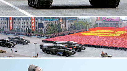미사일·탱크 퍼레이드에 ‘대장’ 김정은 거수경례