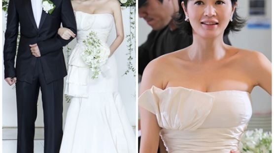 [사진] 40살 김혜수, 튜브톱 웨딩드레스 ‘리본장식 귀여워’