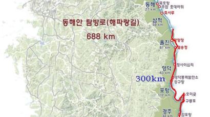 경북 해안 300㎞ 잇는 걷기전용 길 만든다