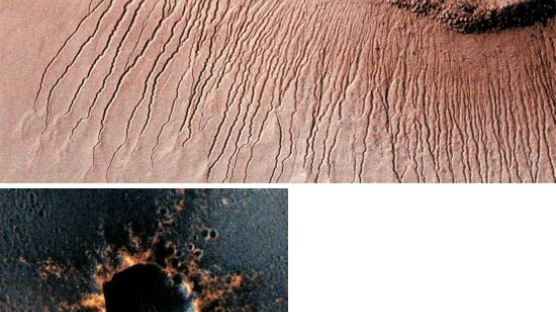 [사진] 화성 헬라스 분지 물 흘렀던 자국