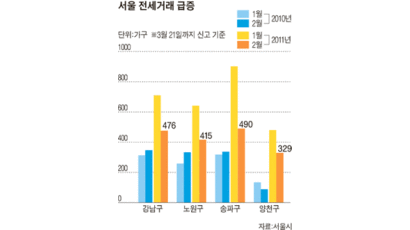 전세난 속 서울 전세거래 85% 급증