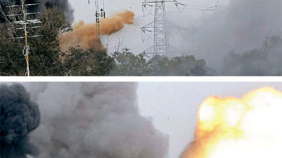 [사진] 카다피 관저에 내리꽂히는 정밀유도폭탄
