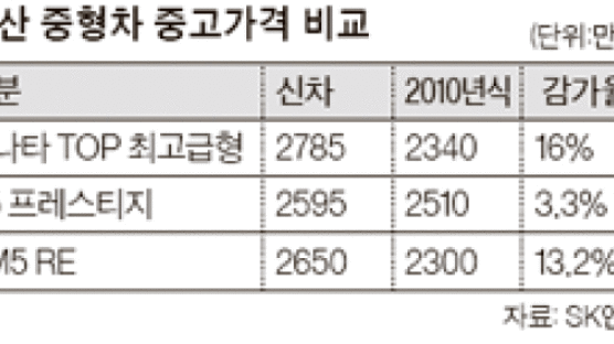 중고차 값 가장 덜 떨어지는 차는 K5