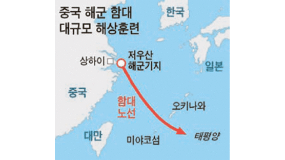 중국 함대 11척 서태평양에 … 역대 최대 ‘무력 시위’