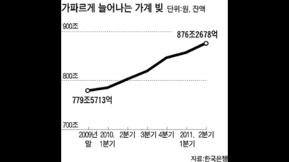 가계 빚 900조 눈앞 … 소득·자산가치 하락, 고통 견딜 체력도 떨어져