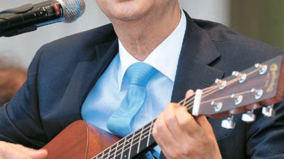 [사진] 기타 치는 한덕수 무역협회장