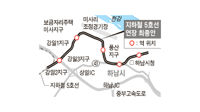 지하철 5호선 서울 상일동~하남 검단산 연장
