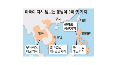 미, 중국 군사력 남하 막으려 동남아 3국 옛 기지에 ‘정성’