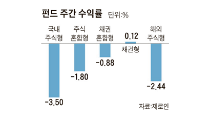 [펀드 시황] 국내·해외 주식형, 3주 만에 큰 폭 하락