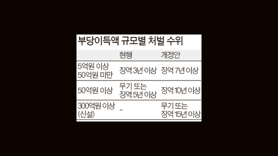 대기업 경제범죄 집유 없다 … 300억 횡령 최소 15년형