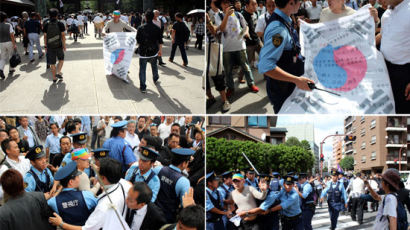 '1인 시위' 한국男 태극기 펼치자 일본인들이…