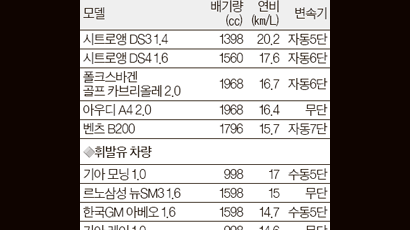 경유차 시 트로앵, 휘발유차는 모닝이 연비왕