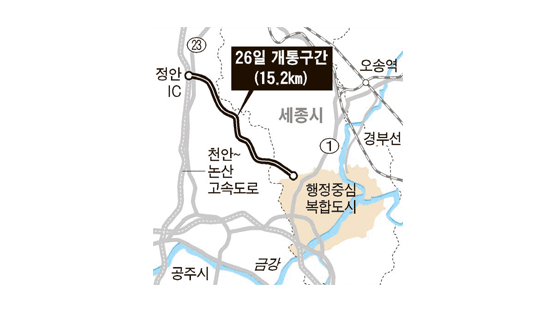 세종시~정안IC 개통 … 서울 가는 길 10분 단축