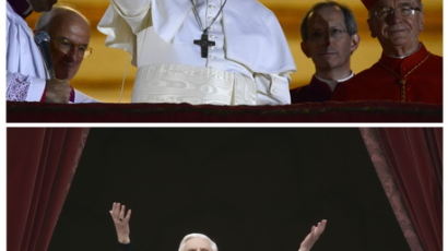 [사진] 전임과 신임 교황의 비교사진