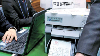 [사진] 지문 인식해 투표용지 발급