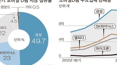 전세계 모바일D램 73%가 한국제품