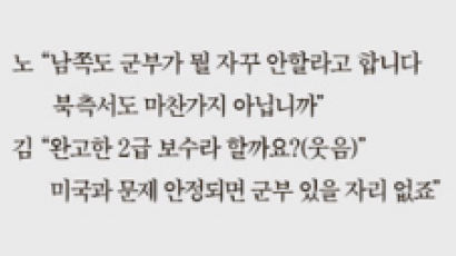노무현 "서해 평화협력지대 선포를” 김정일 “남측에 반대 있지요"