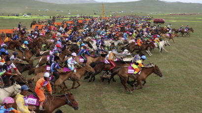 [사진] 몽고초원에서 말 3000마리 경주대회