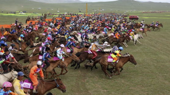 [사진] 몽고초원에서 말 3000마리 경주대회