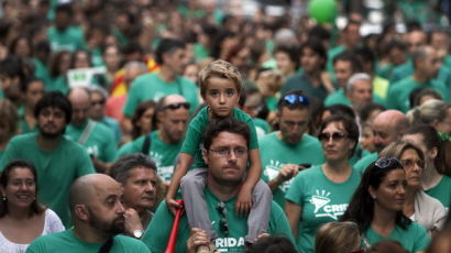 [사진] 3개언어 교육반대한다. 스페인 교사,학부모 시위