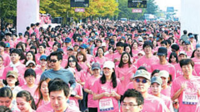 '유방암 예방' 핑크리본 마라톤 1만명이 달렸다
