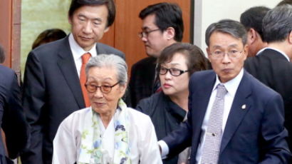 [사진] 김복동 할머니 외교부 국정감사에서 위안부 문제 해결 촉구