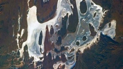 무서운 호수 위성 사진 "기괴한 모습, 괴로움 호소하는 얼굴? 무섭다"