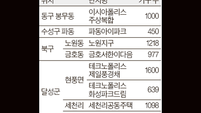 대구 내년 1만3300가구 분양