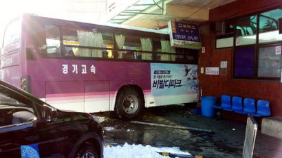 [사진] 대합실로 돌진한 버스, 5명 부상
