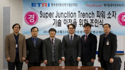 메이플세미컨덕터(주), 한국전자통신연구원(ETRI)과 BLDC 모터구동용 Super Junction Trench 파워소자 기술이전 협약
