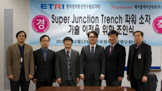 메이플세미컨덕터(주), 한국전자통신연구원(ETRI)과 BLDC 모터구동용 Super Junction Trench 파워소자 기술이전 협약