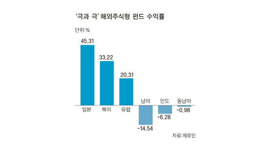 선진국 '대박' 신흥국 '쪽박'… 해외주식형 희비 엇갈려