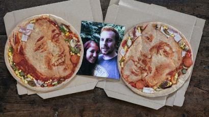 피자로 만든 초상화, 섹시 아이콘 먼로가 피자에…"맛은 책임 못져"
