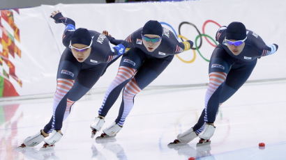 [사진 sochi] 여자 스피드스케이팅 팀추월 8강전, 일본에 져.