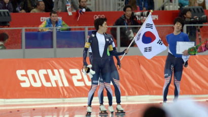 [사진 sochi] 남자 스피드스케이팅 팀추월, 한국 은메달 획득.