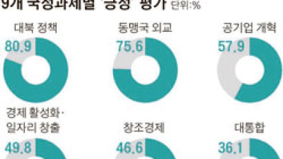 "“대북정책 잘했다" 81% … 일자리·창조경제 평가 갈려