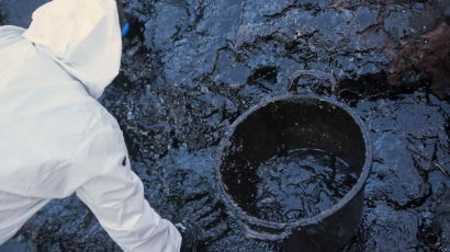 [사진] 스페인 해안에 유출된 기름 제거작업