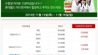 2015 수능수험생 할인혜택 '총정리'…레스토랑, 카페, 영화관… "확인 필수"