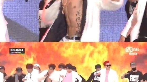 2014 MAMA 방탄소년단, 탄탄 복근 과시…블락비와 배틀 펼쳐 '심쿵'