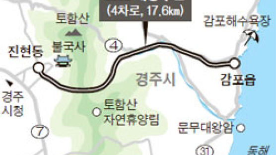 경주 진현동~감포읍 나정리 국도 4차로 전면 개통