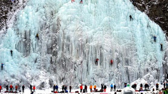[사진] 세계 최대 규모의 인공 얼음 절벽 ‘영동빙벽장’