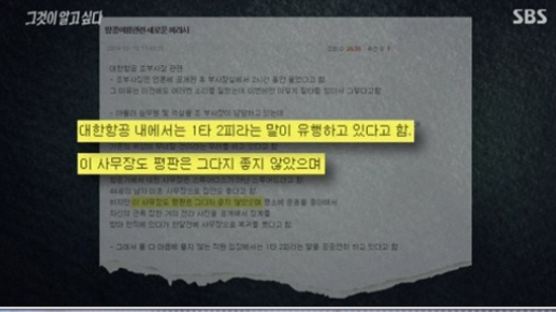 대한항공, 박창진 사무장 내쫓으려 '찌라시' 작업 의혹…내용보니 '충격'